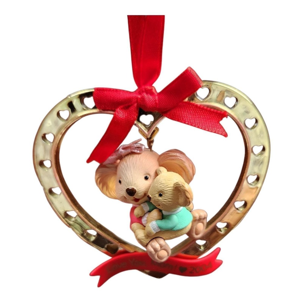 2004 Carlton Cards Christmas Ornament Mommy Koala Bear Heart Mothers Day Gift